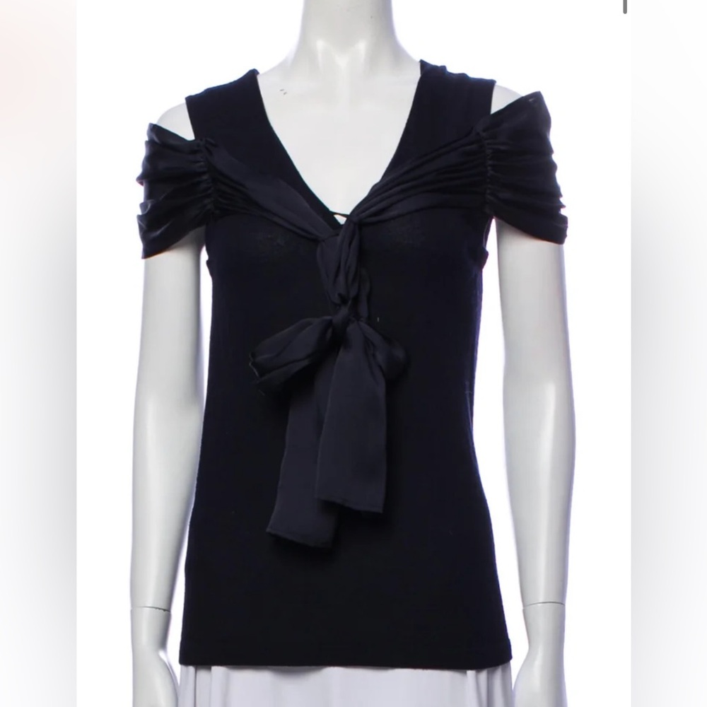 Adeam vneck sweater tie front navy